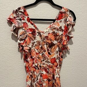 Floral Ruffle Sleeve Midi Dress